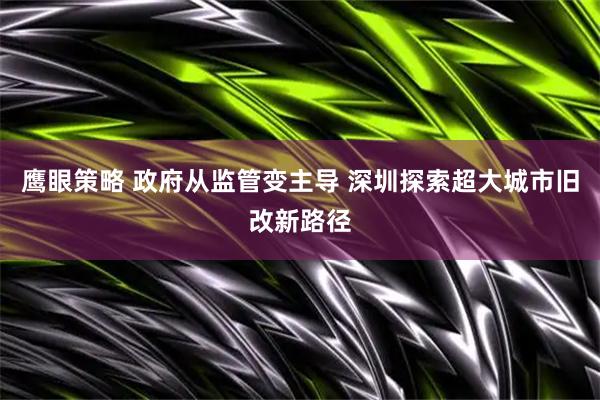 鹰眼策略 政府从监管变主导 深圳探索超大城市旧改新路径